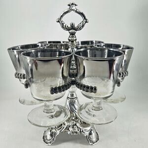 Loevsky & Loevsky Ombre Bar Set Silver fade Cocktail Server Caddy 6 Glasses 1970